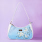 Periwinkle Blue and White Baguette Bag