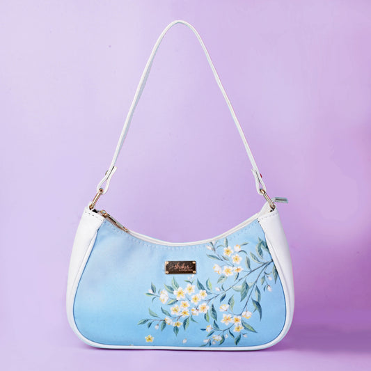 Periwinkle Blue and White Baguette Bag