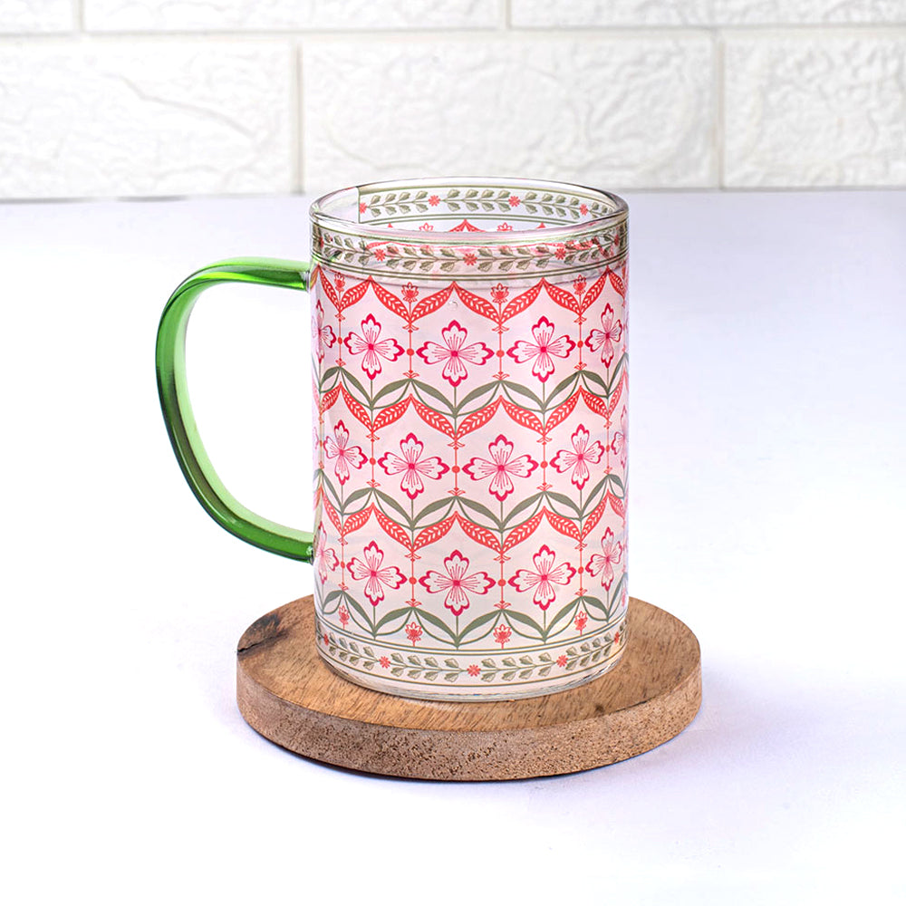 Floral Trellis Clear mugs - Set of 4