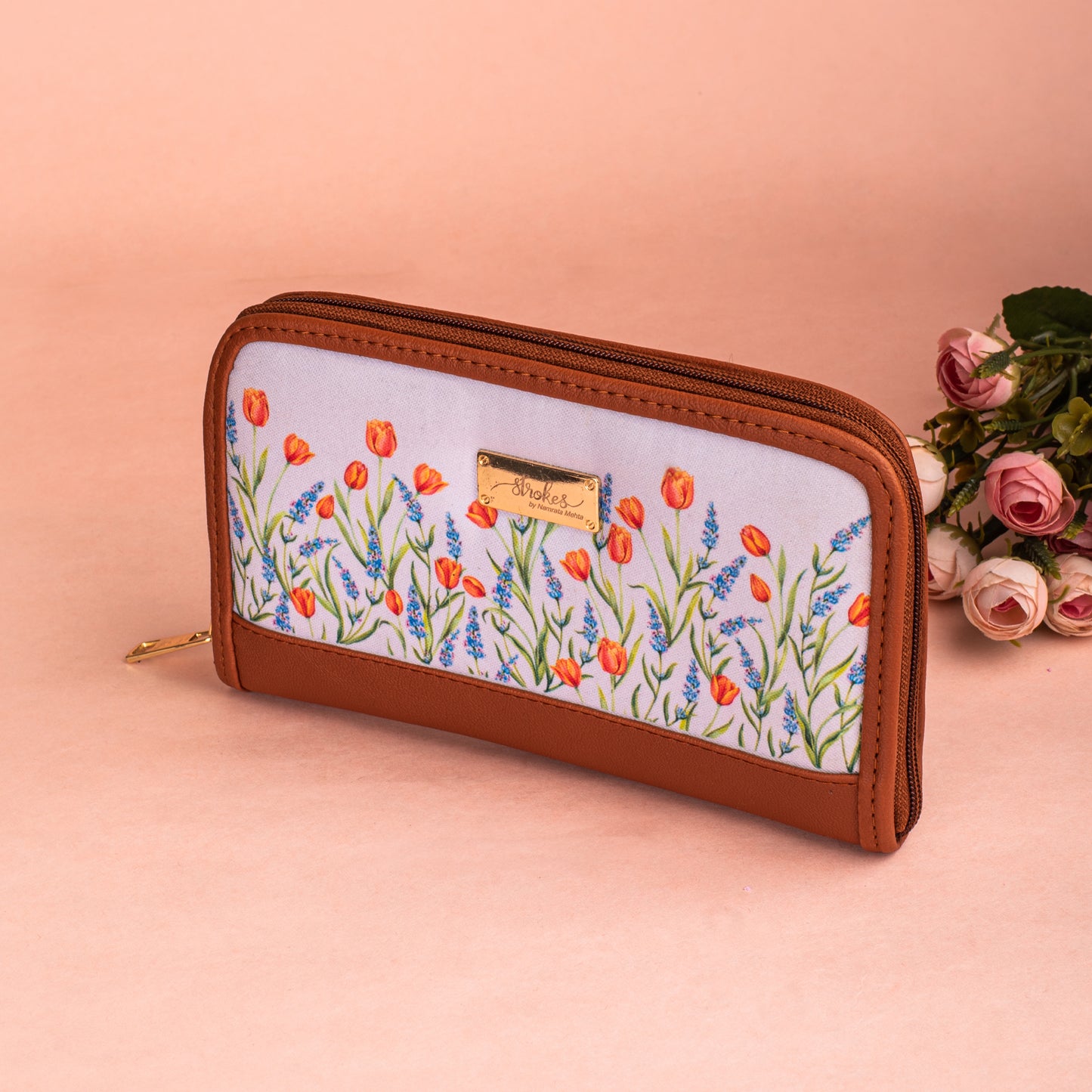 Tulips and Lavender Zipper Wallet