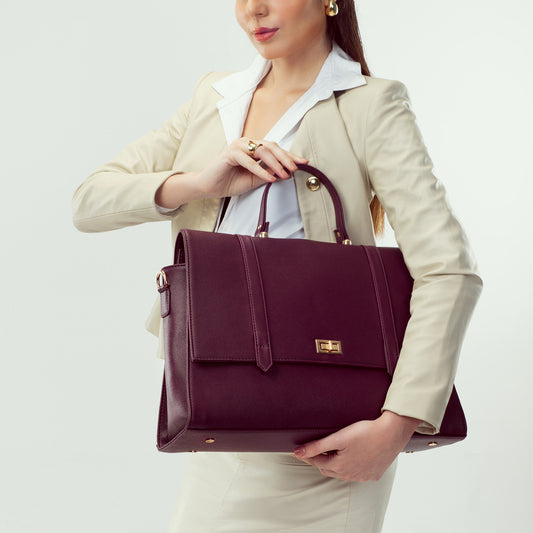 The Convertible Work Bag: Handbag, Backpack & Shoulder Tote - Burgundy Belle