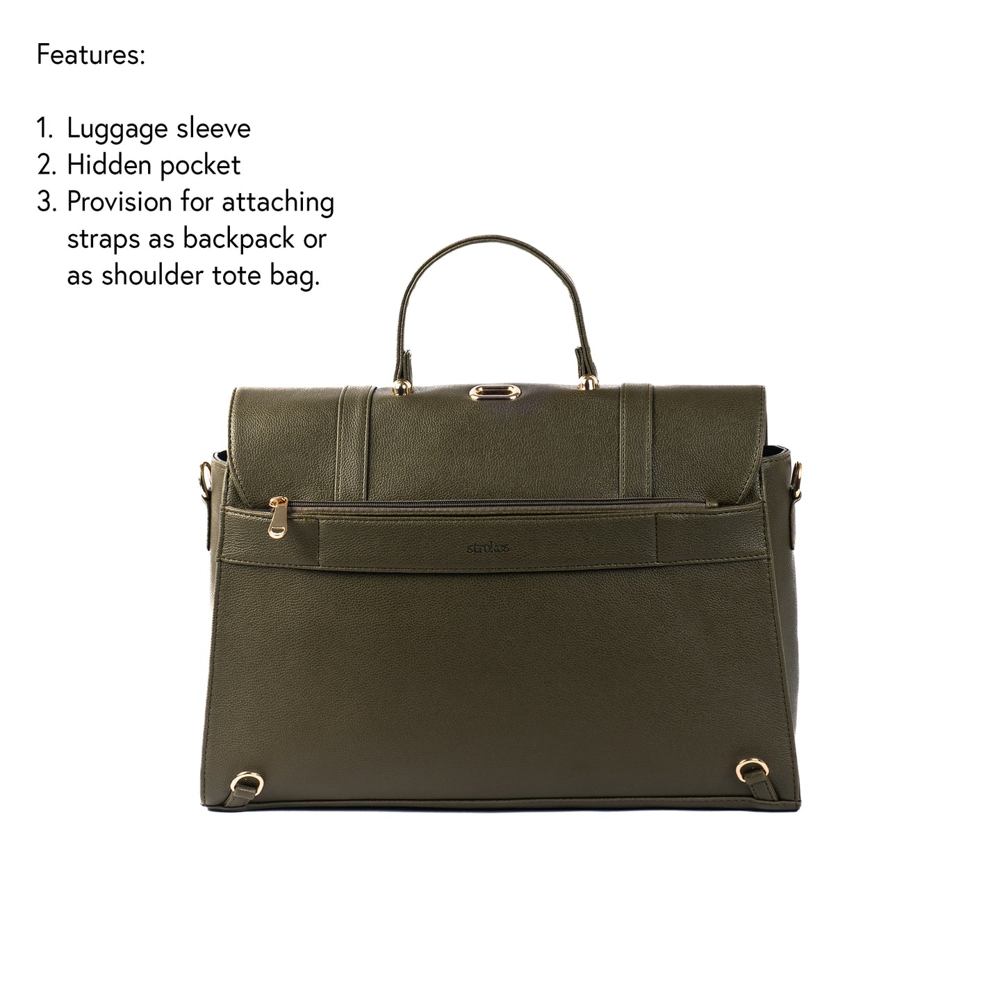 The Convertible Work Bag: Handbag, Backpack & Shoulder Tote - Olive Opulence