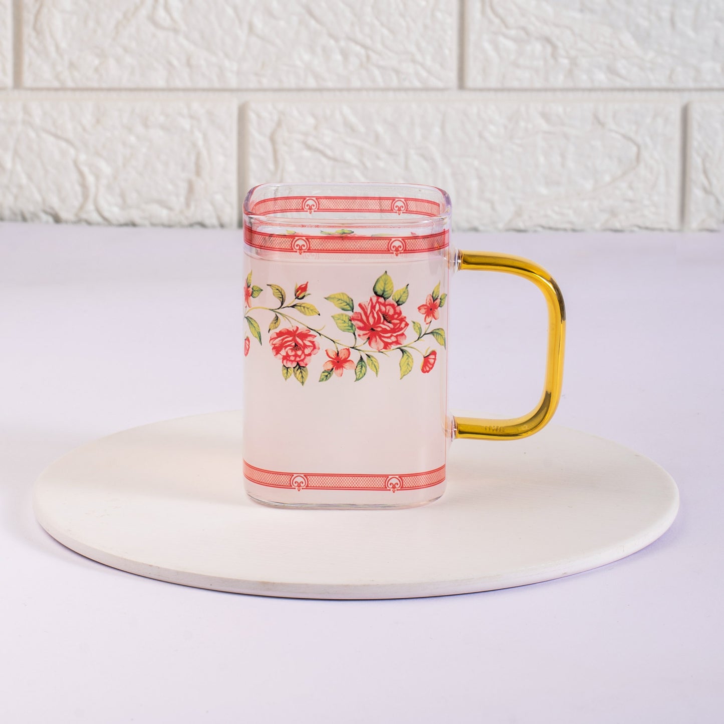 Shrub Roses Square Coffee/Tea mugs - Set of 2 and 4