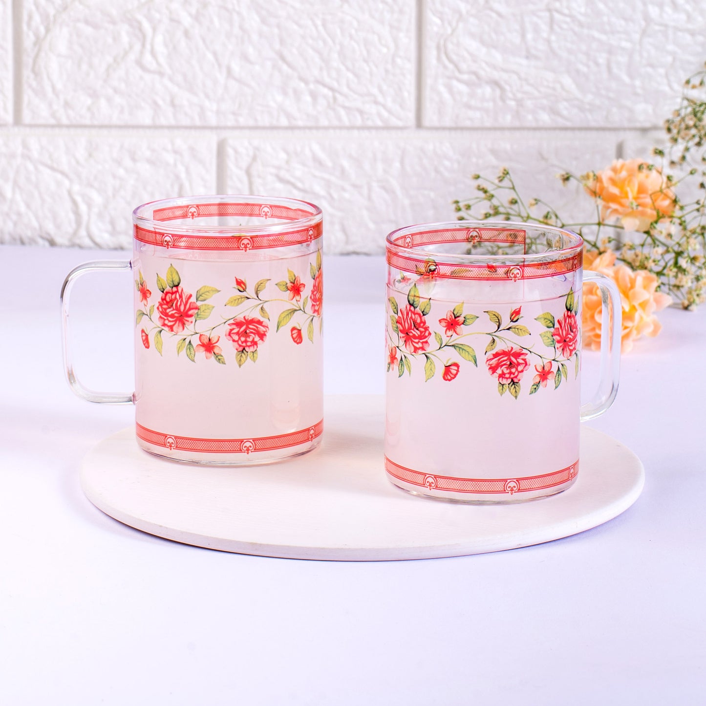 Shrub Roses Round Coffee/Tea mugs - Set of 2 and 4