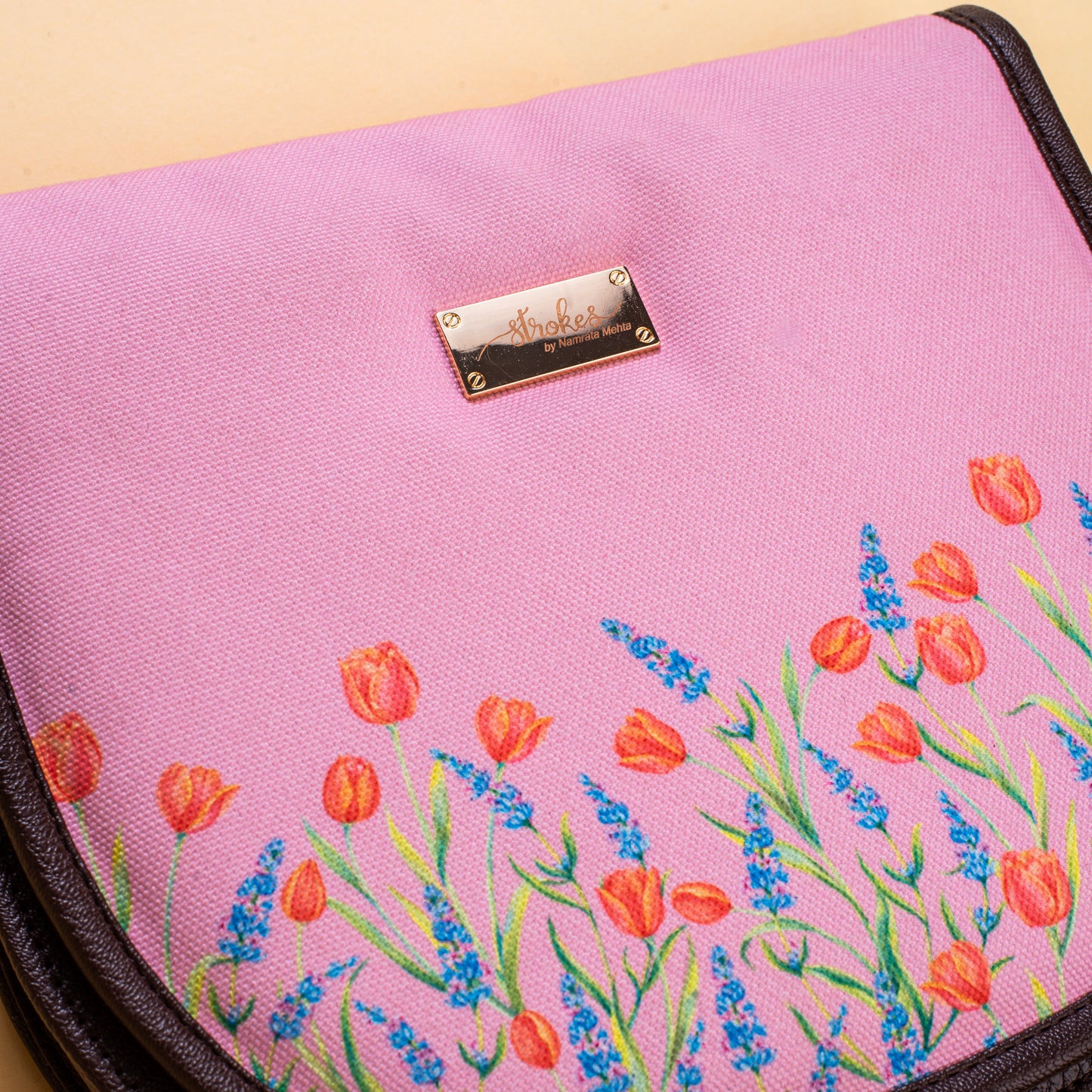 Tulips and Lavender Flap Sling Bag - Pink