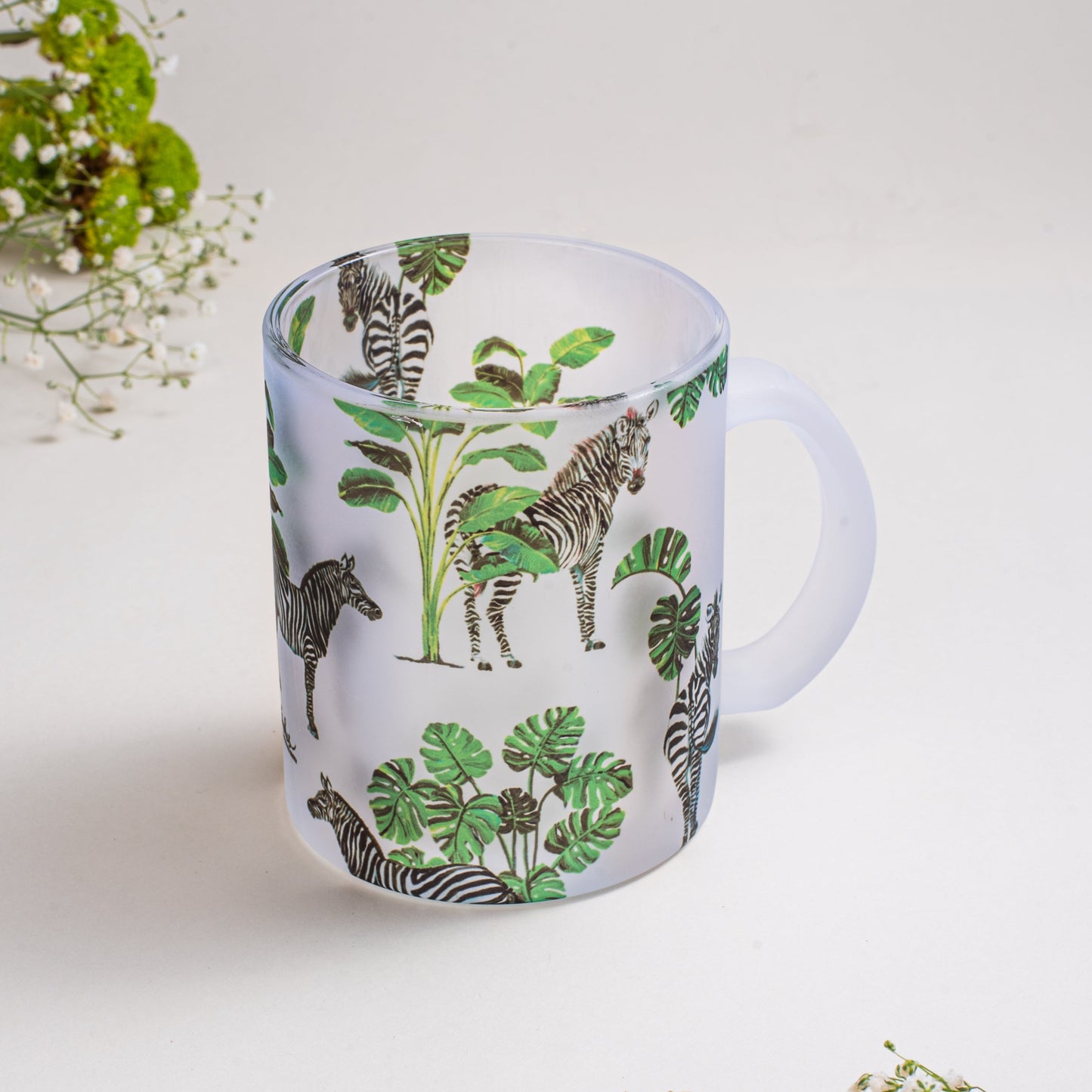 Zebra Print Frosted Glass Mug