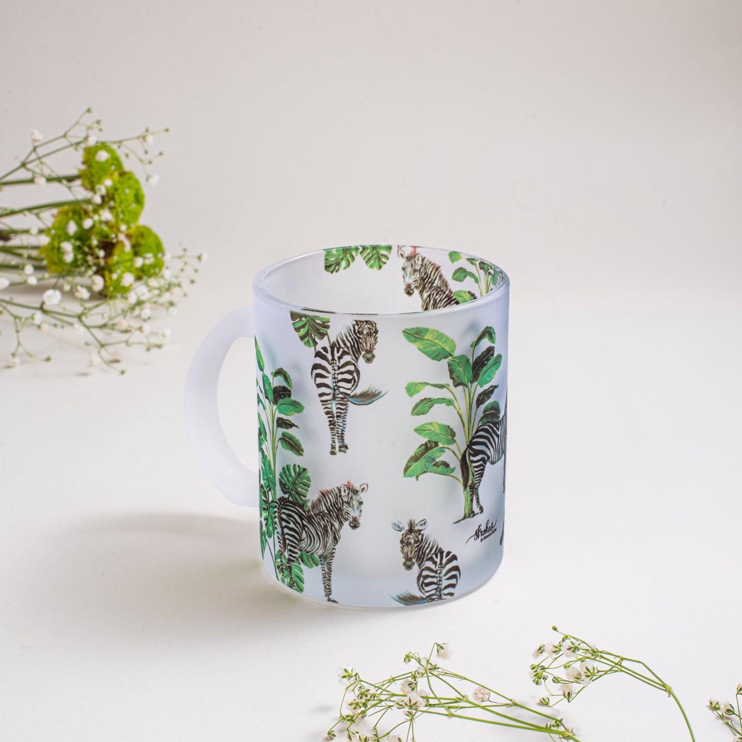 Zebra Print Frosted Glass Mug