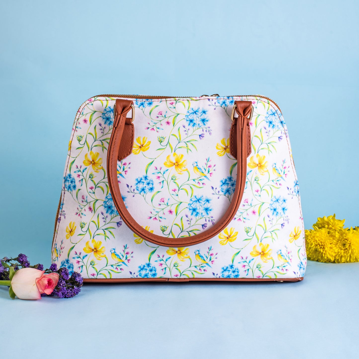 Vintage Blooms White Handbag