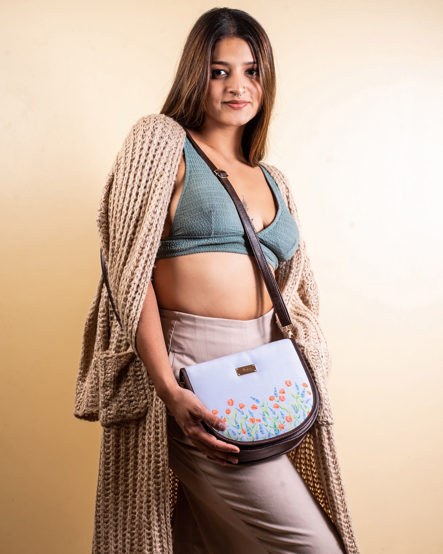 Tulips and Lavender Flap Sling Bag - Lavender