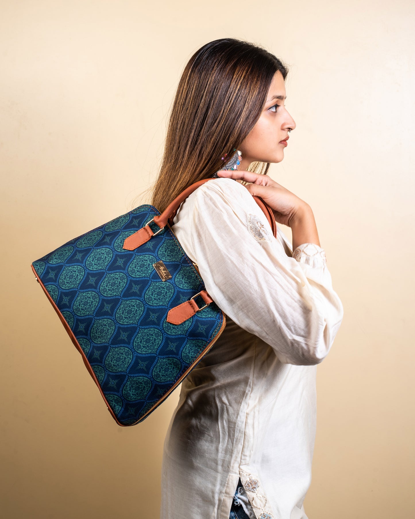 Regal Damask Blue Handbag