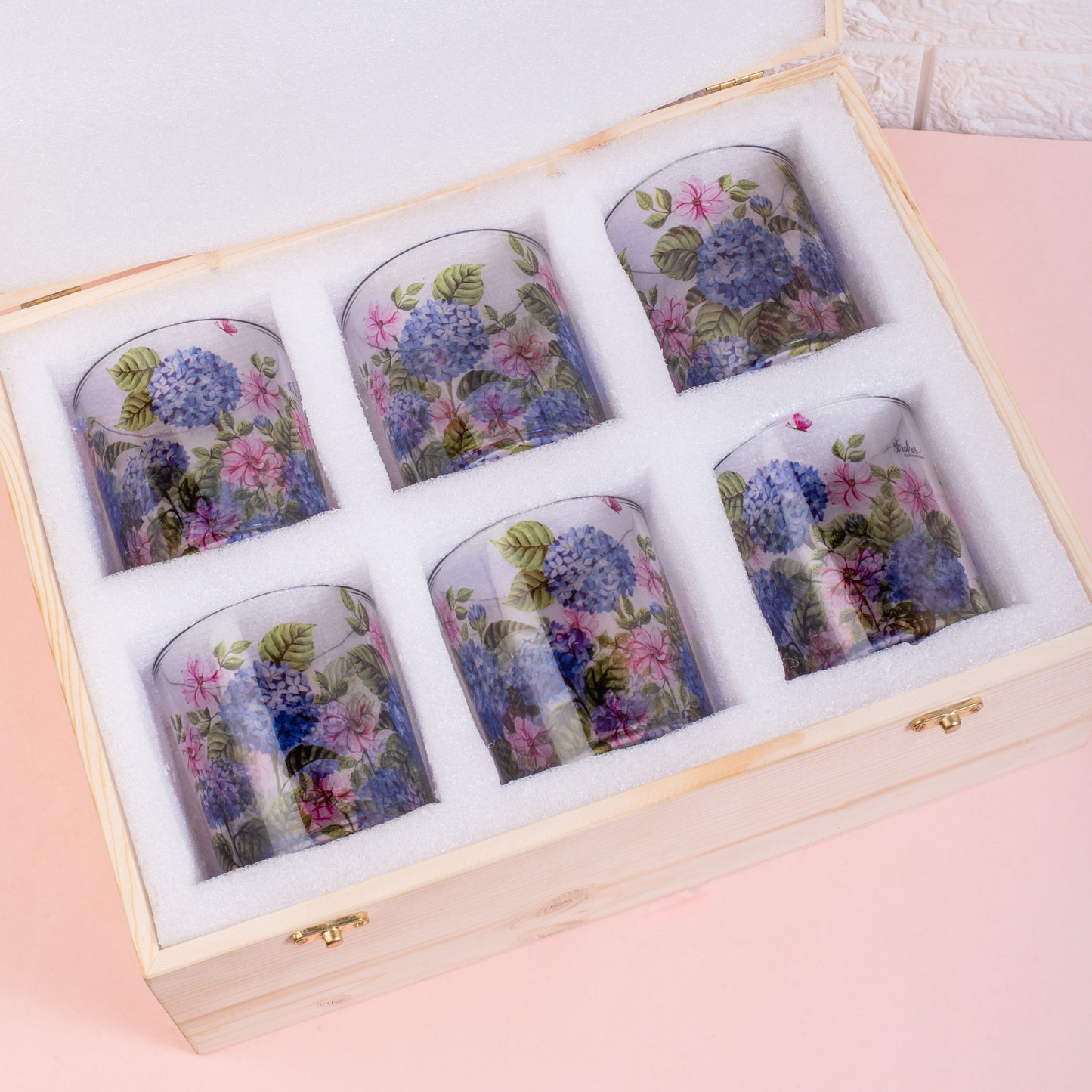 Hydrangea Beverage Glasses - Gift Set