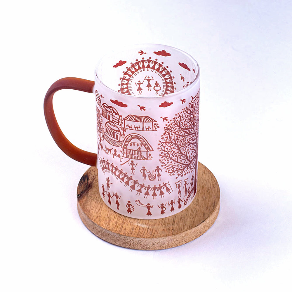 Ethnic Warli Art Frosted mugs - Set of 2 and 4