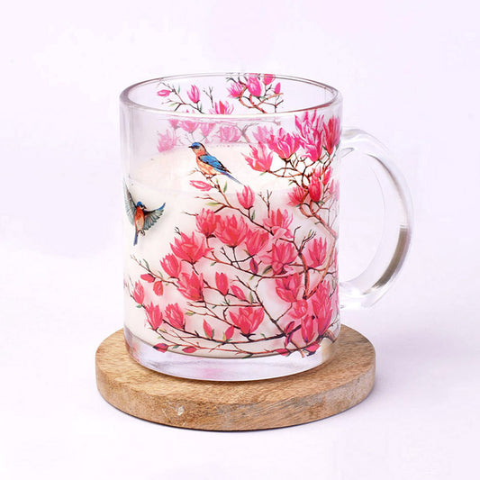 Pink Magnolias Glass Mug