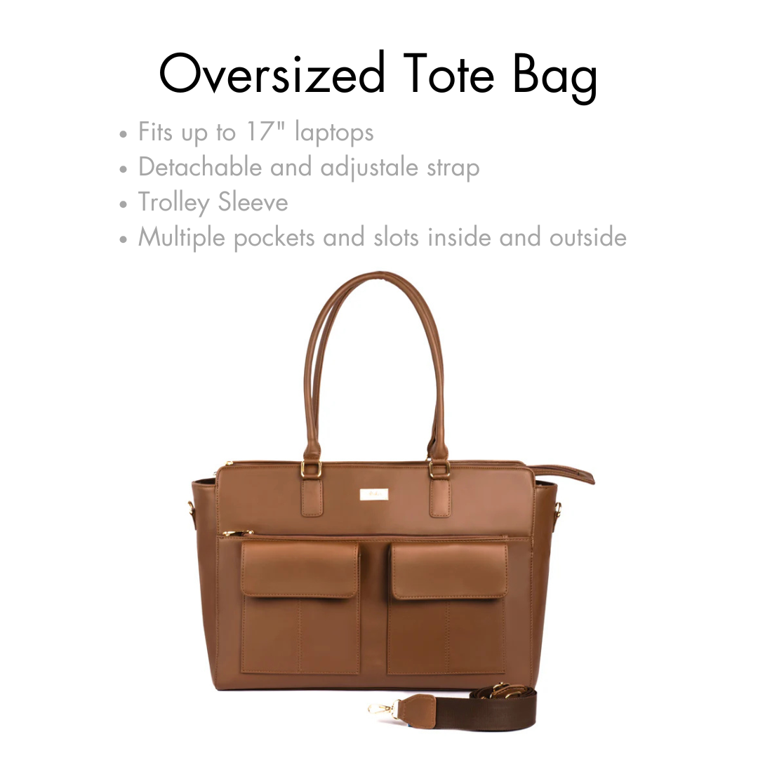 Mocha Elegance Oversized Tote bag for 17