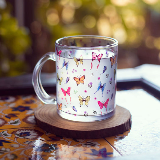 Breathtaking Butterflies Clear Glass Mug