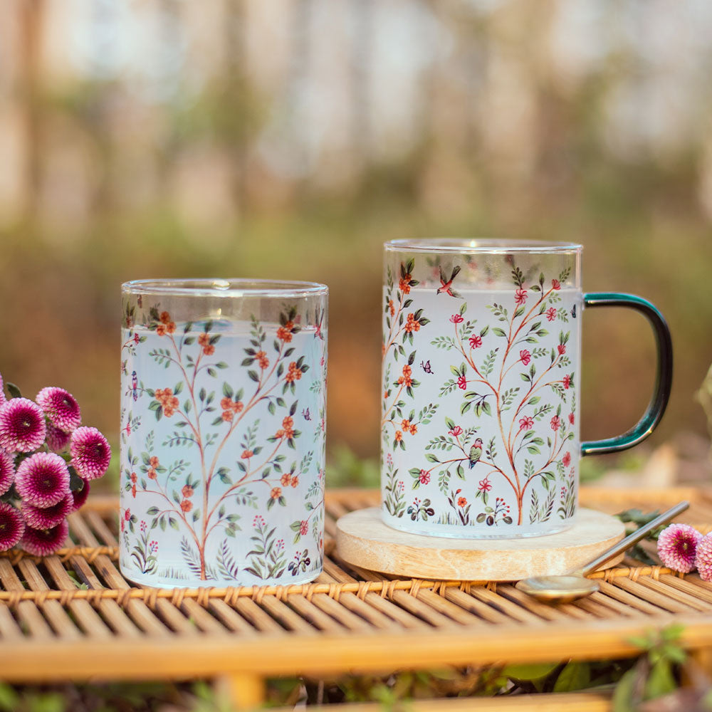 Forest of Greens Clear mugs - Set of 2 and 4