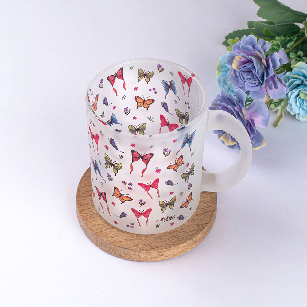 Breathtaking Butterflies Frosted Glass Mug