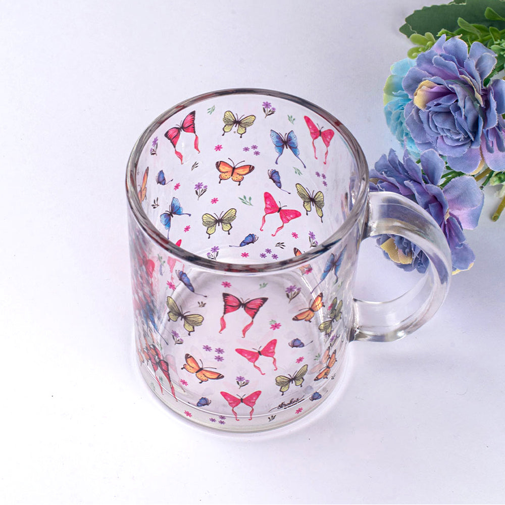 Breathtaking Butterflies Clear Glass Mug