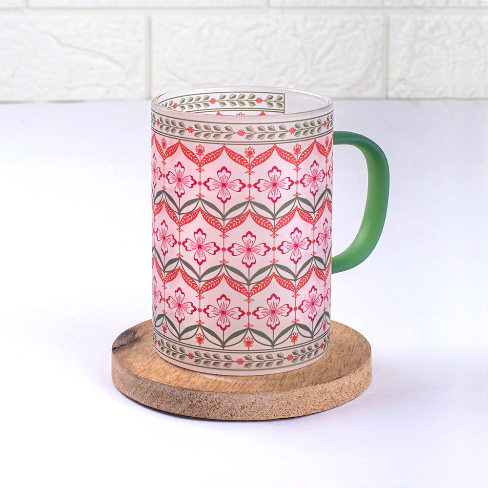 Floral Trellis Frosted mugs - Set of 4