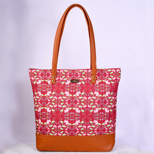 Summer Florescence Maroon Tote Bag