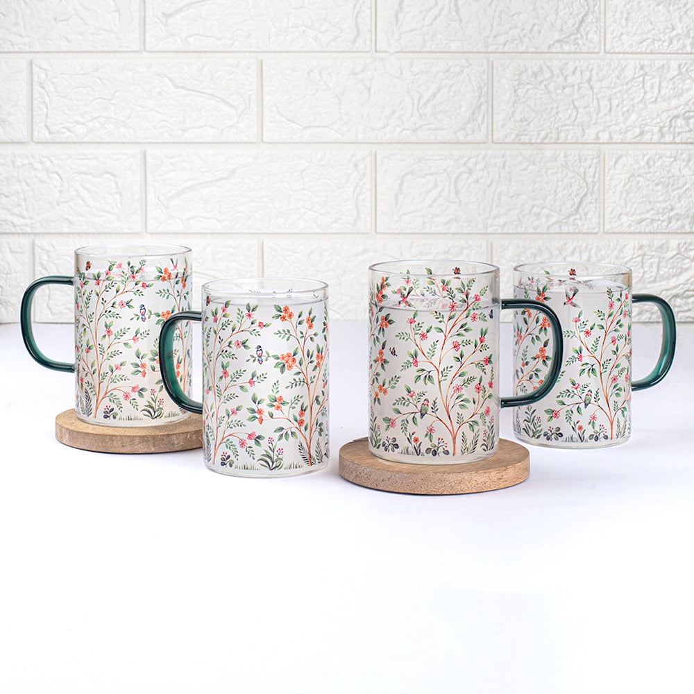 Forest of Greens Clear mugs - Set of 2 and 4
