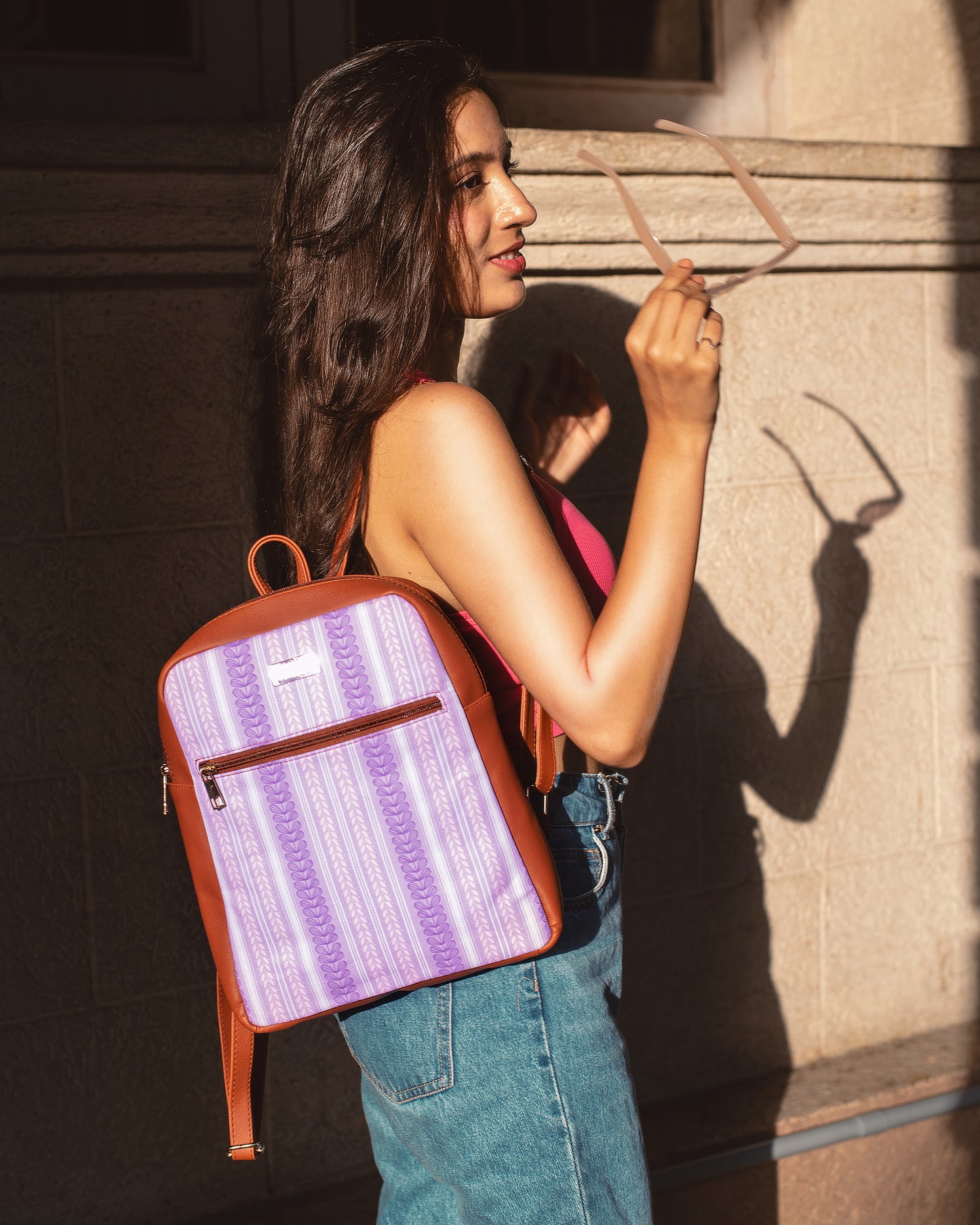 Lilac Leaves Compact Backpack