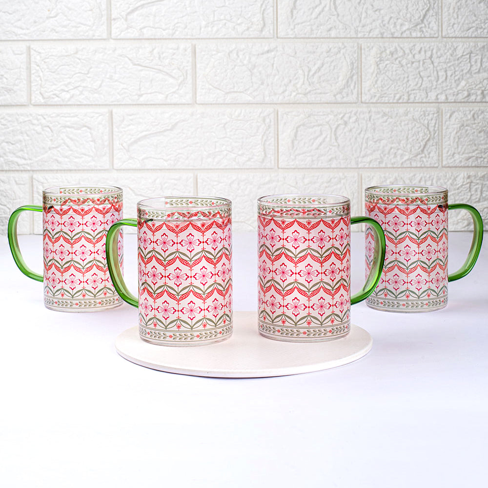 Floral Trellis Clear mugs - Set of 2 and 4