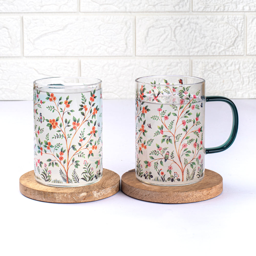 Forest of Greens Clear mugs - Set of 4