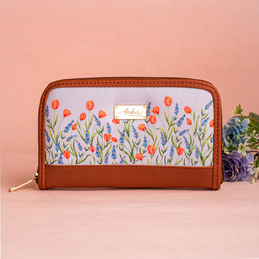 Tulips and Lavender Zipper Wallet