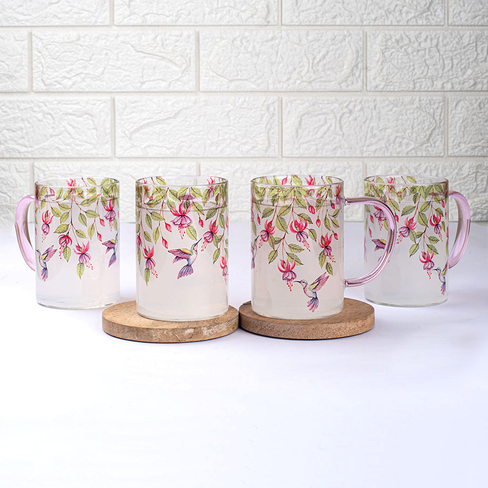 Pink Fuschia Bell Clear mugs - Set of 2 and 4