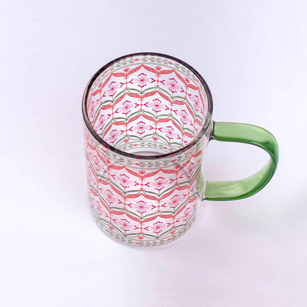 Floral Trellis Clear mugs - Set of 4