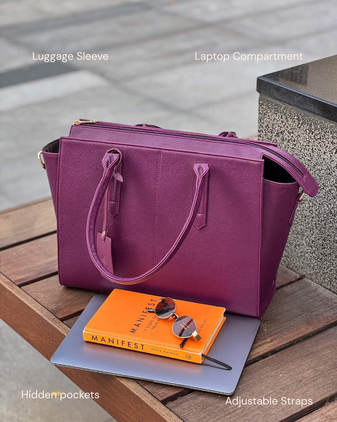 Burgundy Belle Valeria Tote bag for 14" laptop