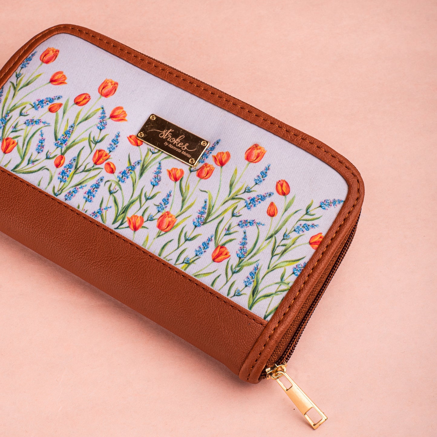 Tulips and Lavender Zipper Wallet