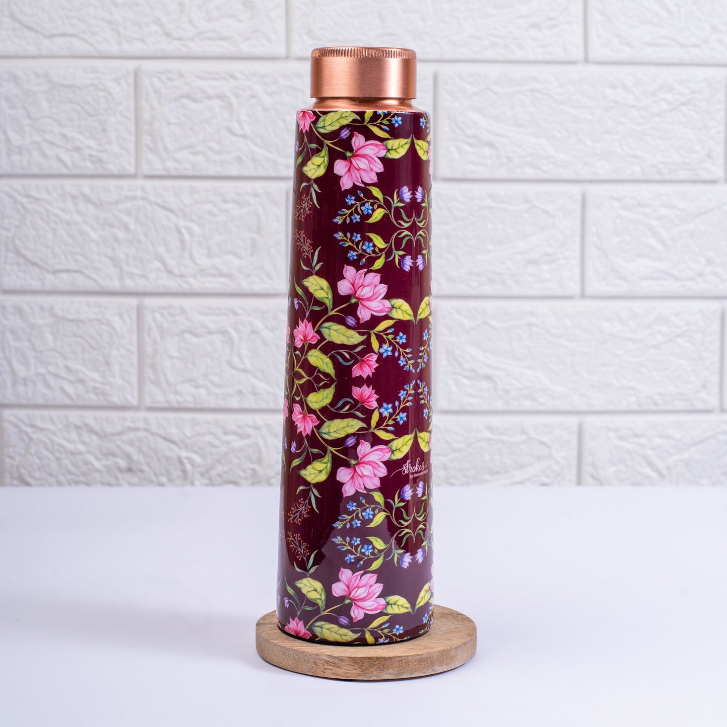 Summer Florescence Maroon Copper Bottle and Tumblers - Gift Set
