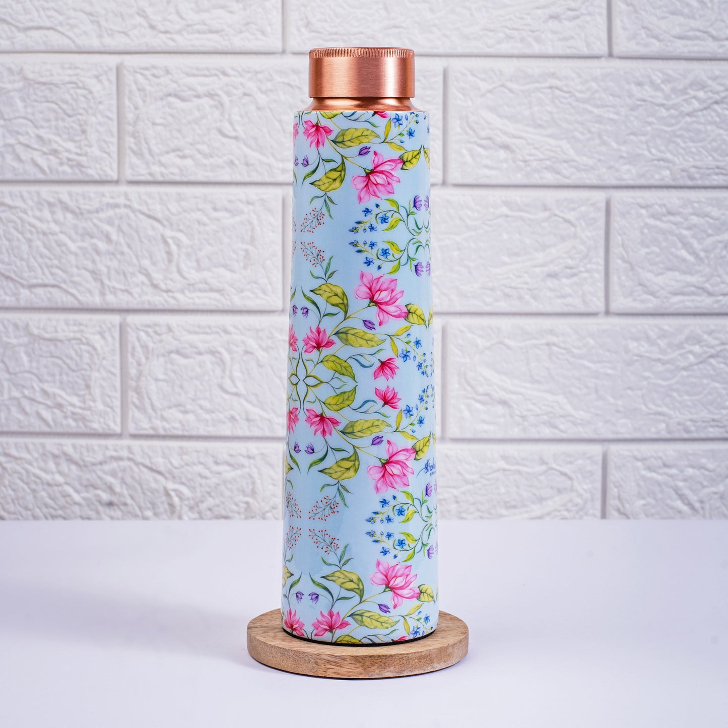 Summer Florescence Light Blue Copper Bottle and Tumblers - Gift Set