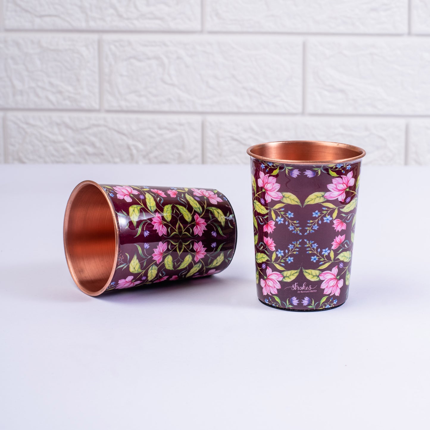 Summer Florescence Maroon Copper Tumblers - Gift Set