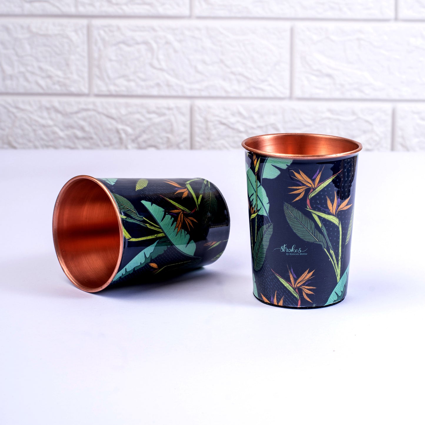 Birds of Paradise Copper Bottle and Tumblers - Gift Set