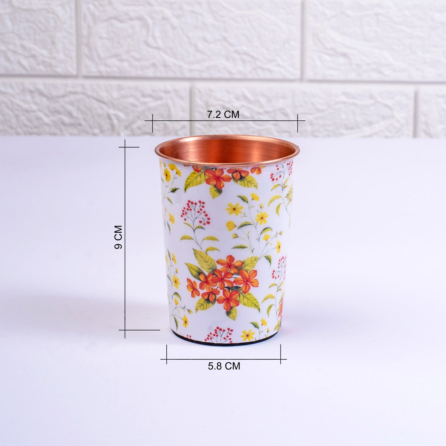 Yellow and Orange Floral Copper Tumblers - Gift Set