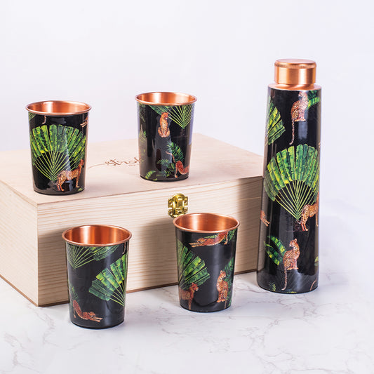 The Leopard Print Copper Bottle and Tumblers - Gift Set