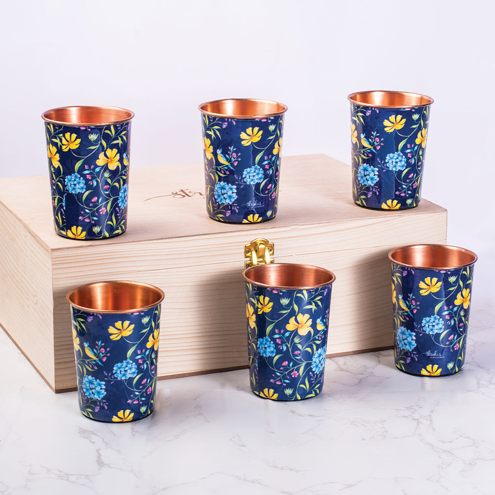 Vintage Blooms Copper Tumblers - Gift Set