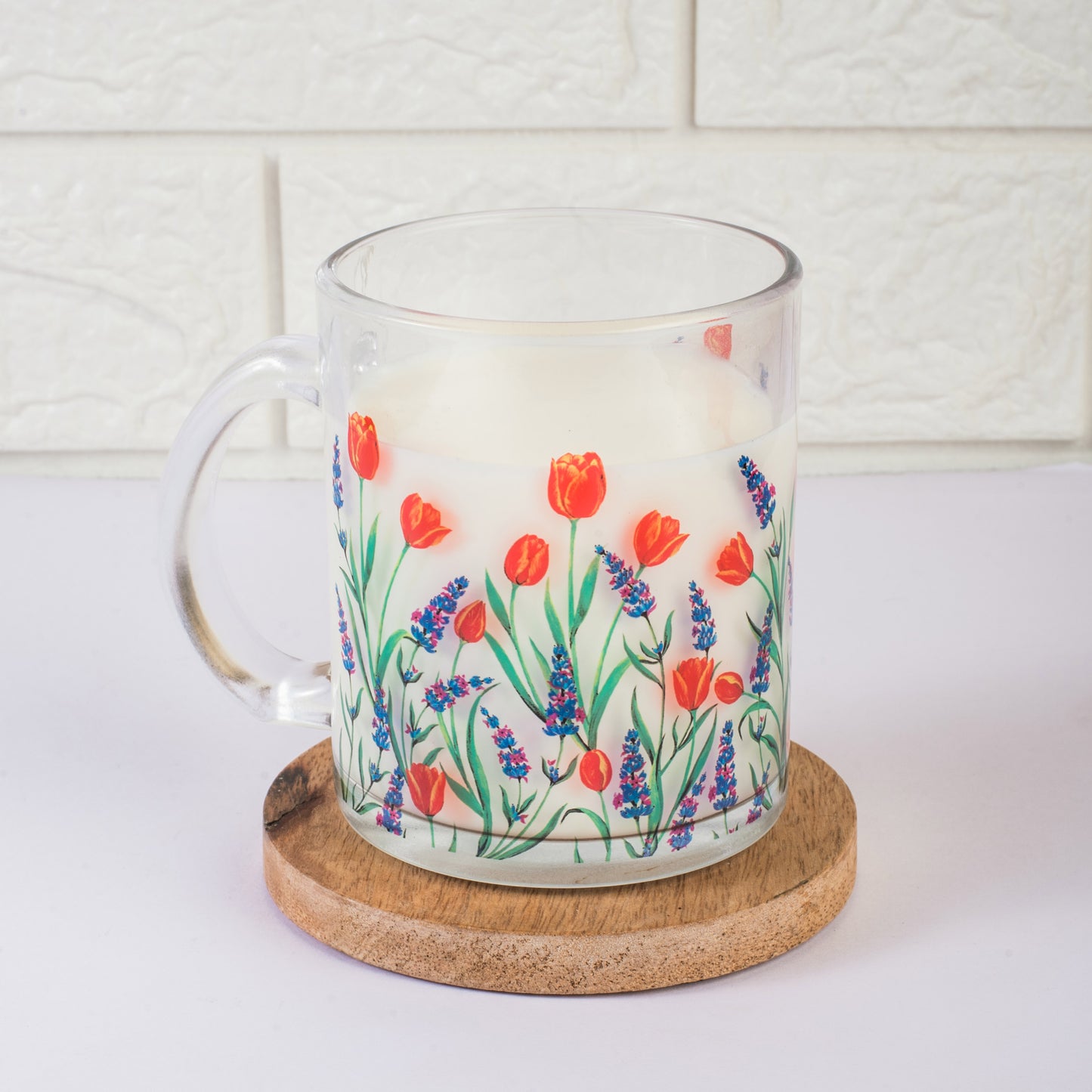 Tulips and Lavender Glass Mug