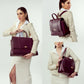 The Convertible Work Bag: Handbag, Backpack & Shoulder Tote - Burgundy Belle