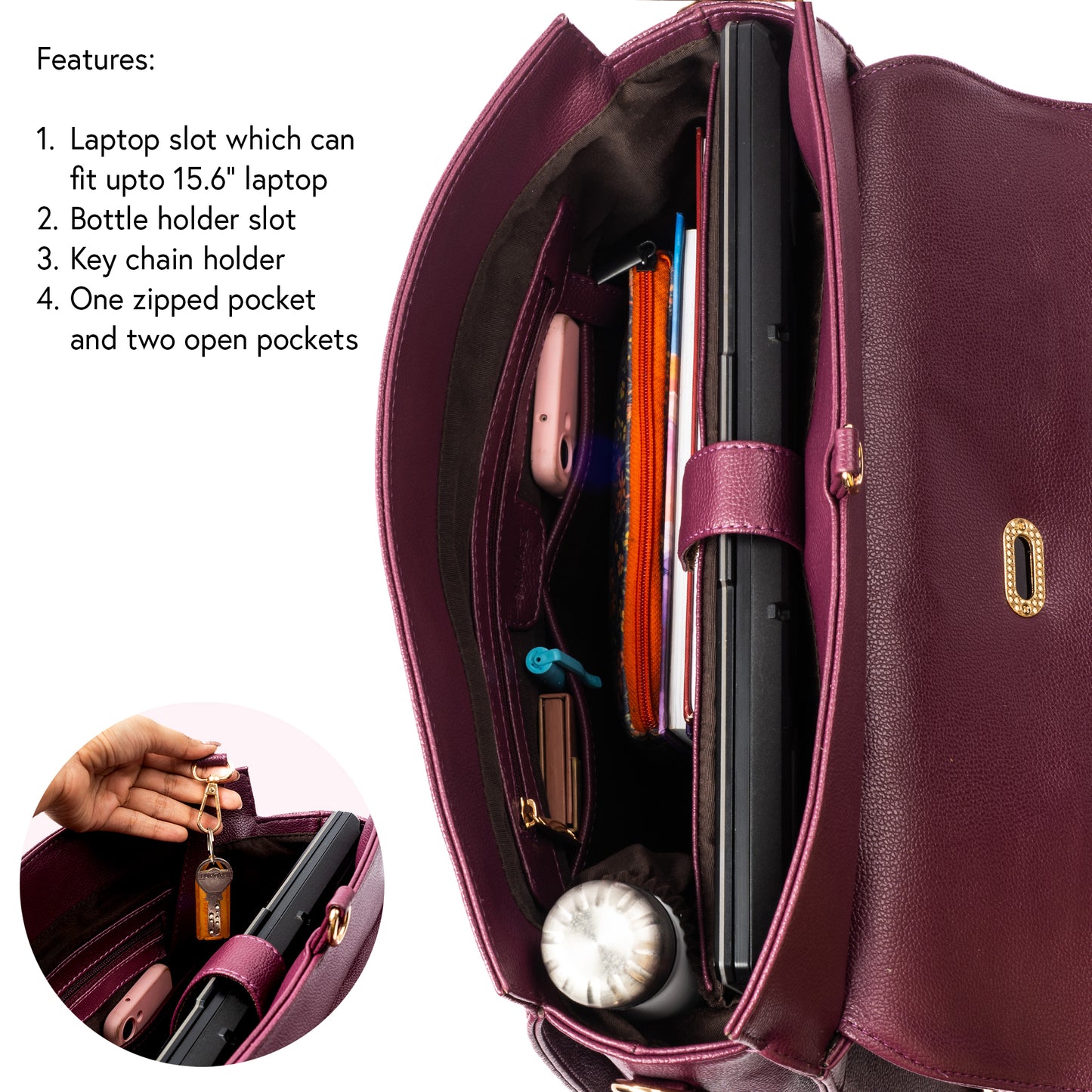 The Convertible Work Bag: Handbag, Backpack & Shoulder Tote - Burgundy Belle