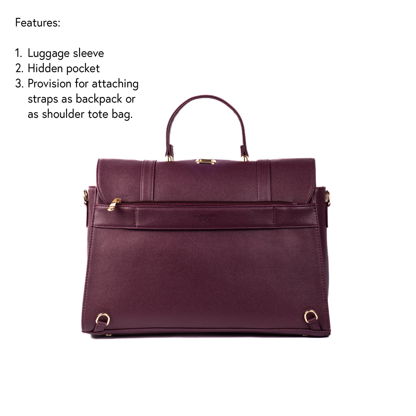 The Convertible Work Bag: Handbag, Backpack & Shoulder Tote - Burgundy Belle