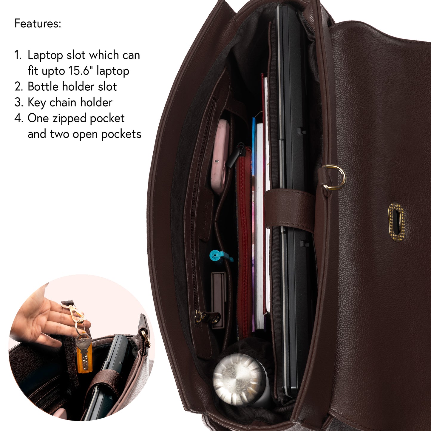 The Convertible Work Bag: Handbag, Backpack & Shoulder Tote - Mahogany Mystique