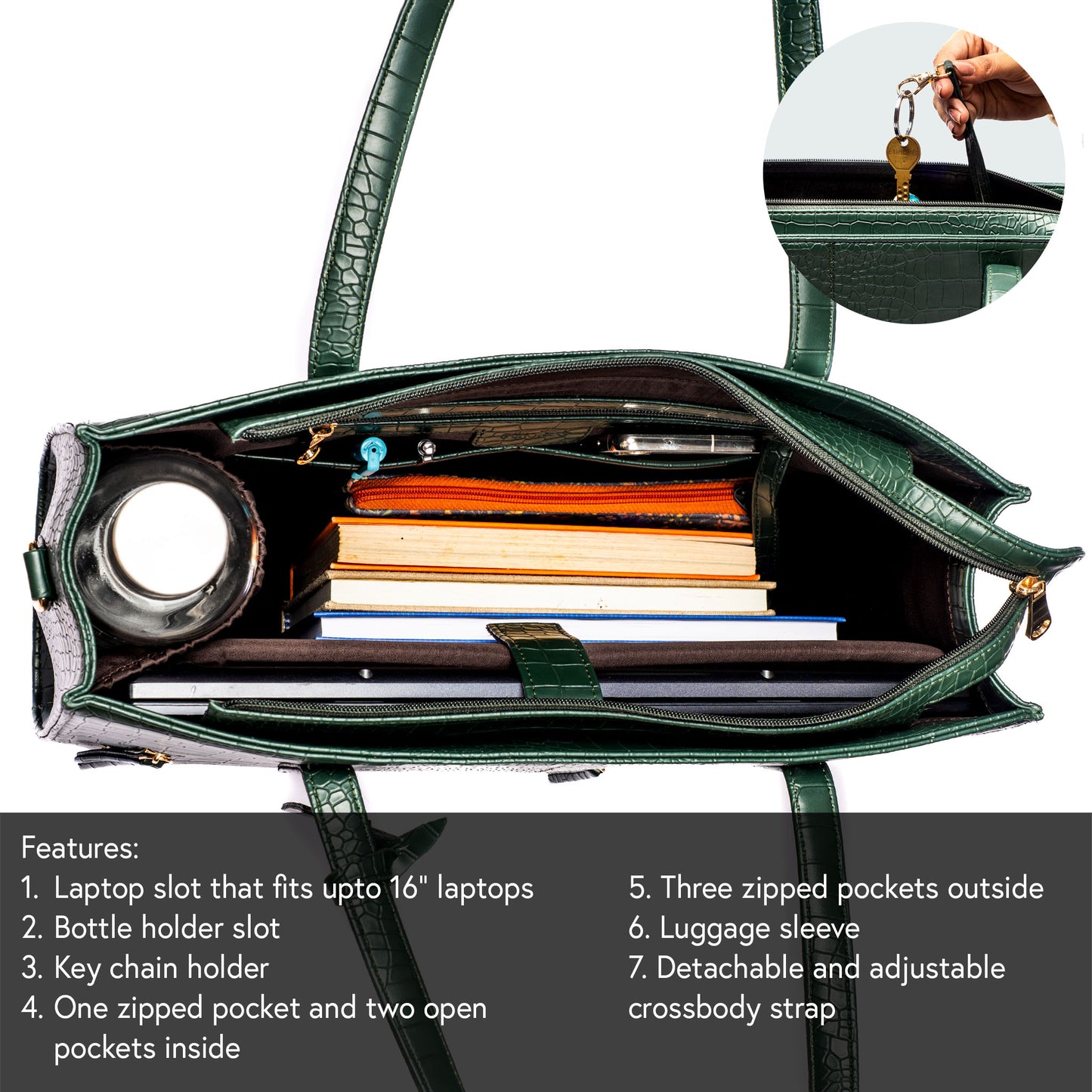Emerald Elegance Amira Tote bag for 16" laptop