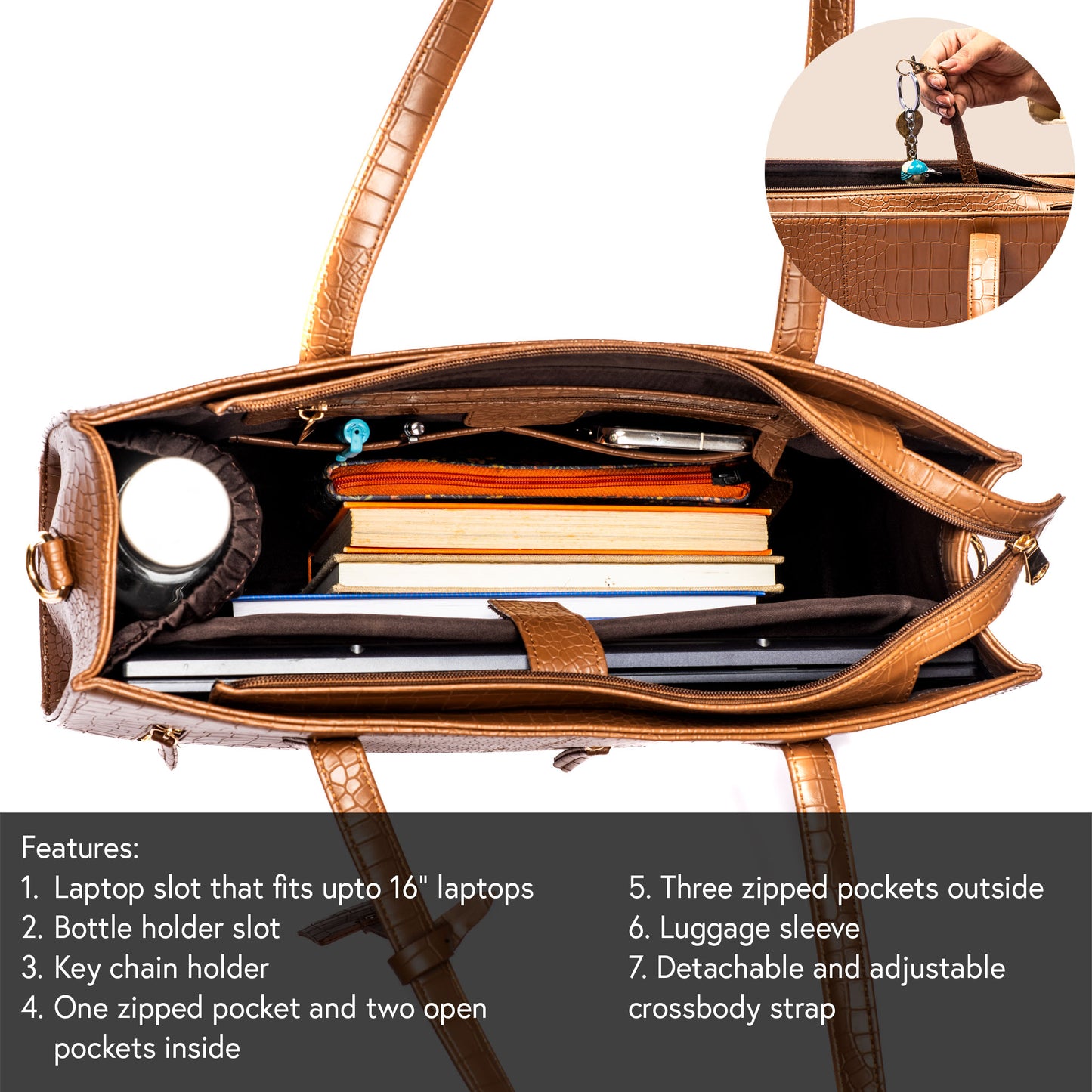 Mocha Elegance Amira Tote bag for 16" laptop