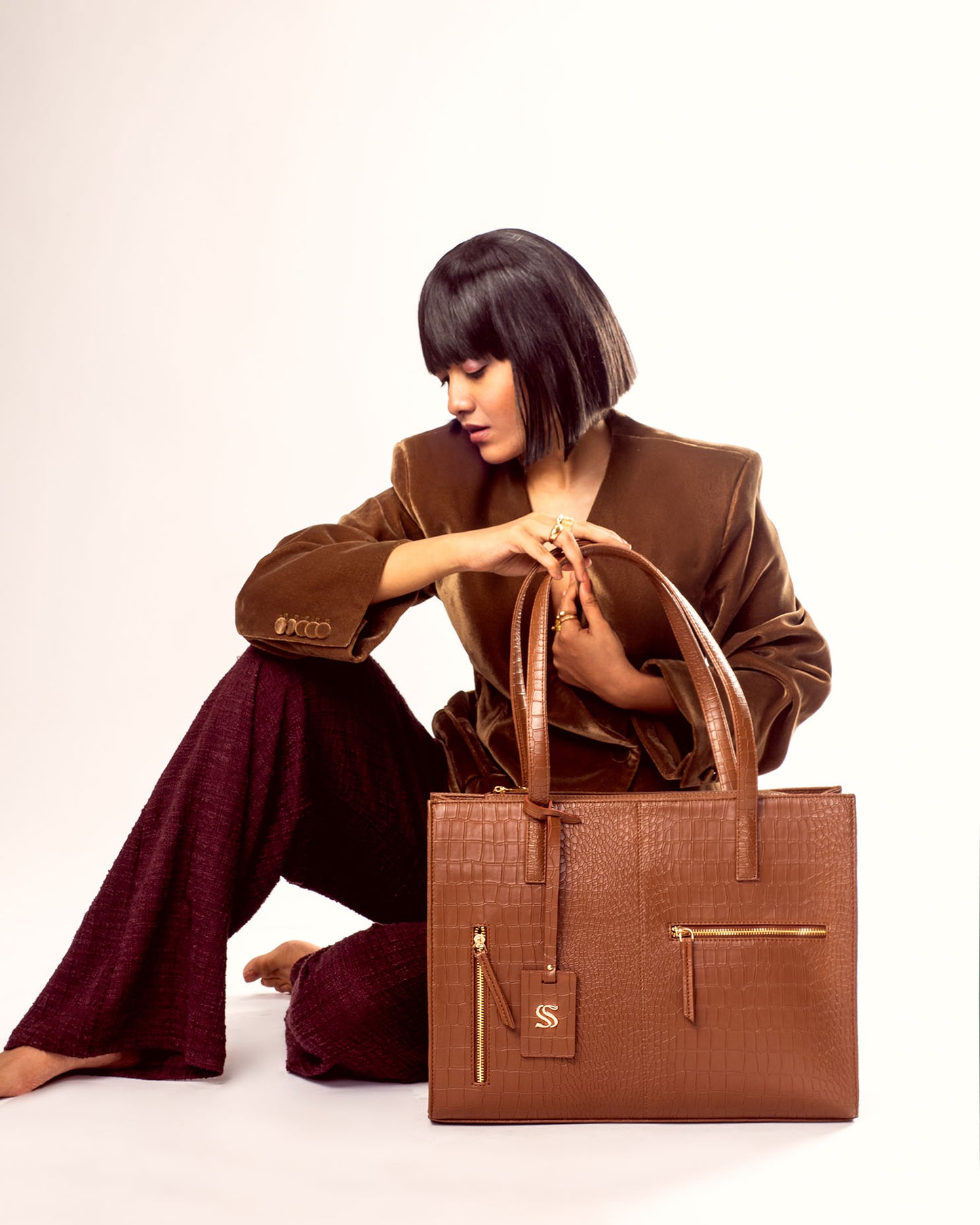 Mocha Elegance Amira Tote bag for 16" laptop