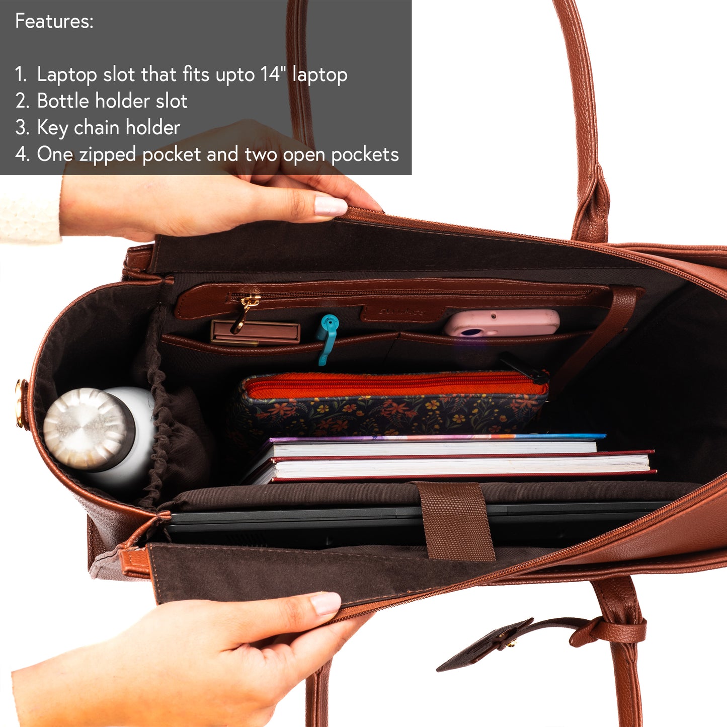 Mocha Elegance Valeria Tote bag for 14" laptop