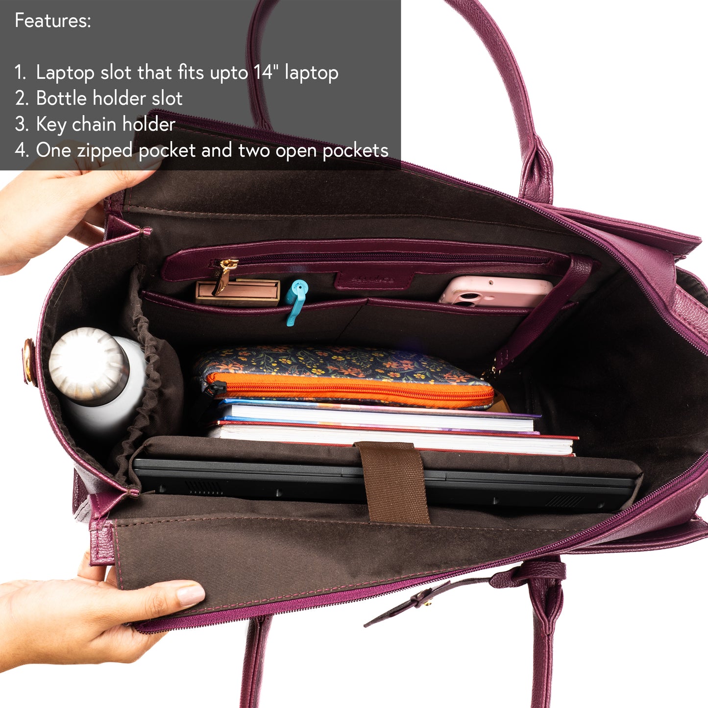 Burgundy Belle Valeria Tote bag for 14" laptop